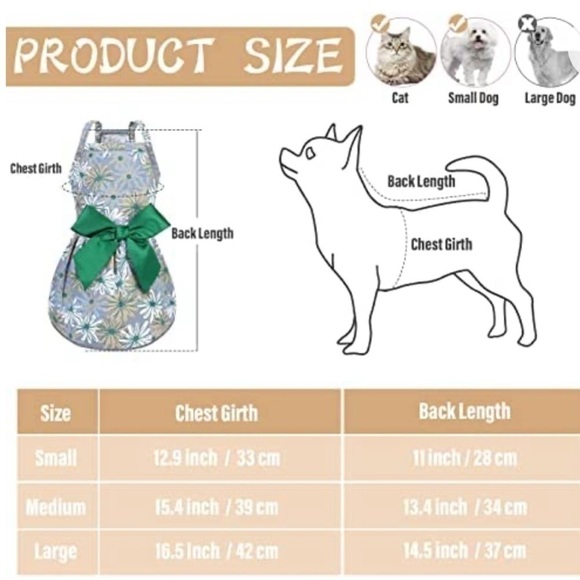 CAT or Small Dog Floral Summer Dress with Bow tie- NEW - Picture 10 of 10